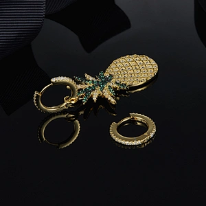 Fashion personality pineapple set with Zircon Earrings large jewelry factory,OEM/ODM Jewelry Trade processing customized,Wholesale jewelry manufacturer