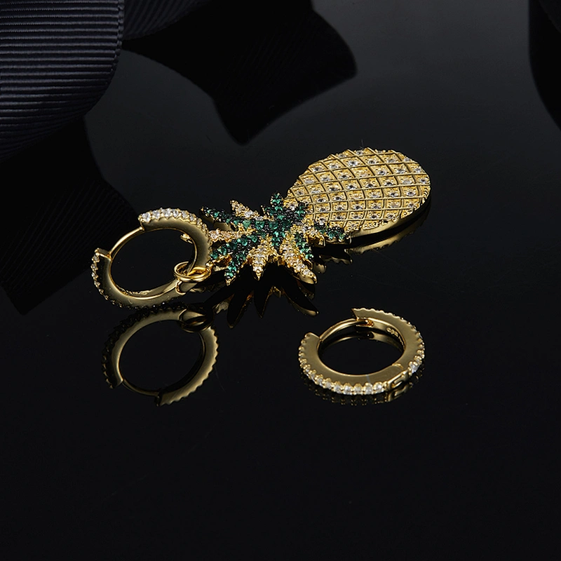 Fashion personality pineapple set with Zircon Earrings large jewelry factory,OEM/ODM Jewelry Trade processing customized,Wholesale jewelry manufacturer