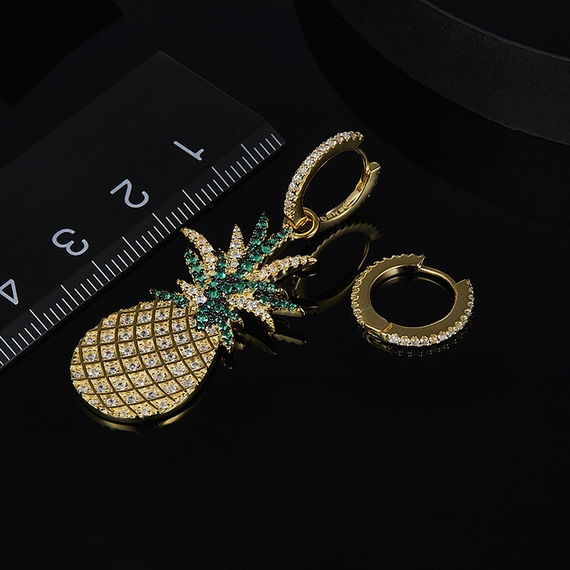 Fashion personality pineapple set with Zircon Earrings large jewelry factory,OEM/ODM Jewelry Trade processing customized,Wholesale jewelry manufacturer