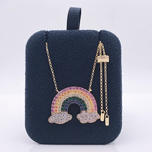 S925 brass plated rainbow Pendant Necklace women's stone inlay large jewelry factory,OEM/ODM Jewelry Trade processing customized,Wholesale jewelry manufacturer