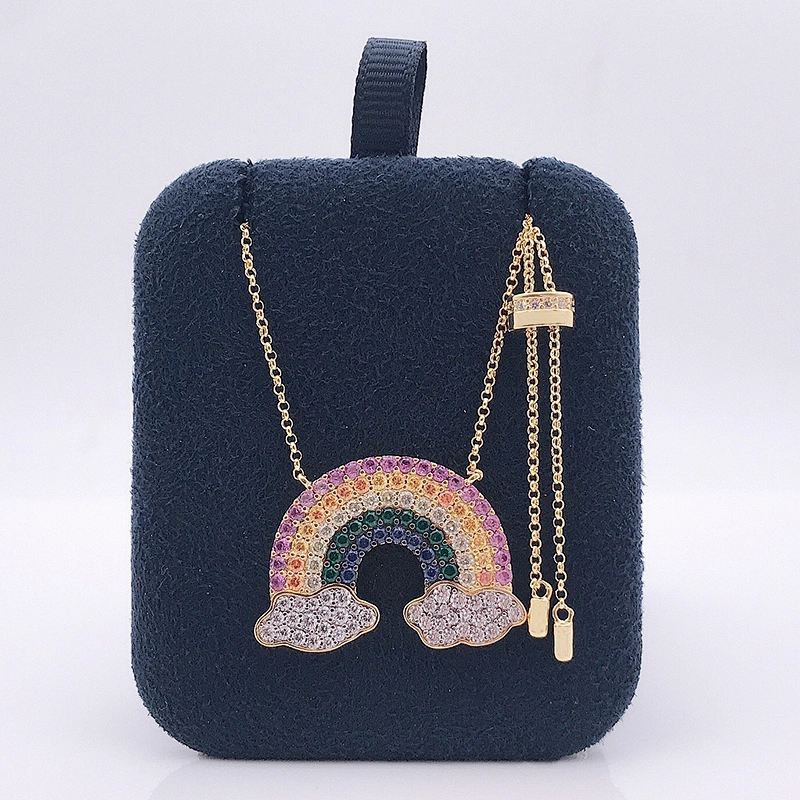 S925 brass plated rainbow Pendant Necklace women's stone inlay large jewelry factory,OEM/ODM Jewelry Trade processing customized,Wholesale jewelry manufacturer
