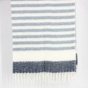 100% Acrylic Soft Purple Stripe Mohair Floor Blanket