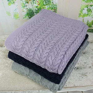 100% Acrylic Super Soft Cable Knit Throw