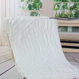 100%Acrylic China Wholesale BSCI Audi Decorative Sofa Super Soft Fringe Knitted Blanket