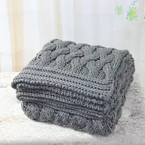 100% Acrylic Soft Weighted Knitted Chunky Throw