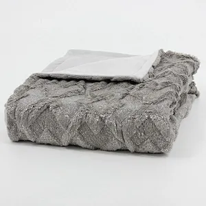 100% Polyester Silver Foil Printed Quilted PV Mink Fur Blanket