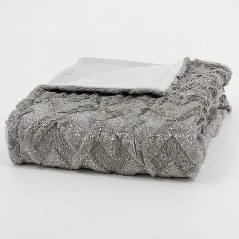 100% Polyester Silver Foil Printed Quilted PV Mink Fur Blanket
