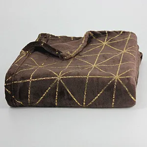 100% Polyester Foil printed shiny Flannel Blanket Throw