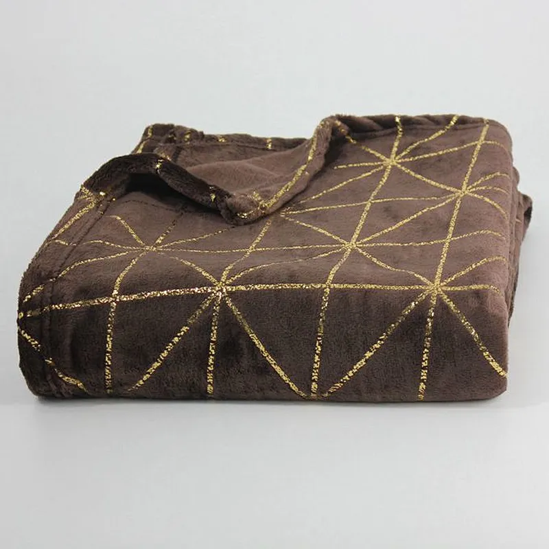 100% Polyester Foil printed shiny Flannel Blanket Throw