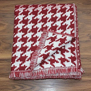 100% Acrylic Soft Houndstooth Woven Office Blanket