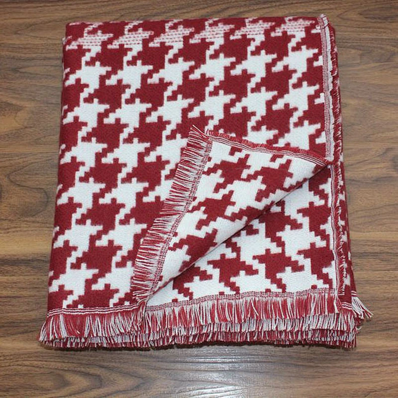 100% Acrylic Soft Houndstooth Woven Office Blanket