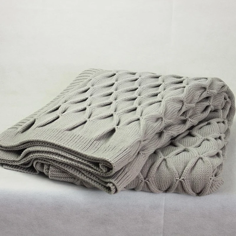 100% Acrylic 3D  Sofa Decorative  Super Soft Luxury Knit Throw Blanket