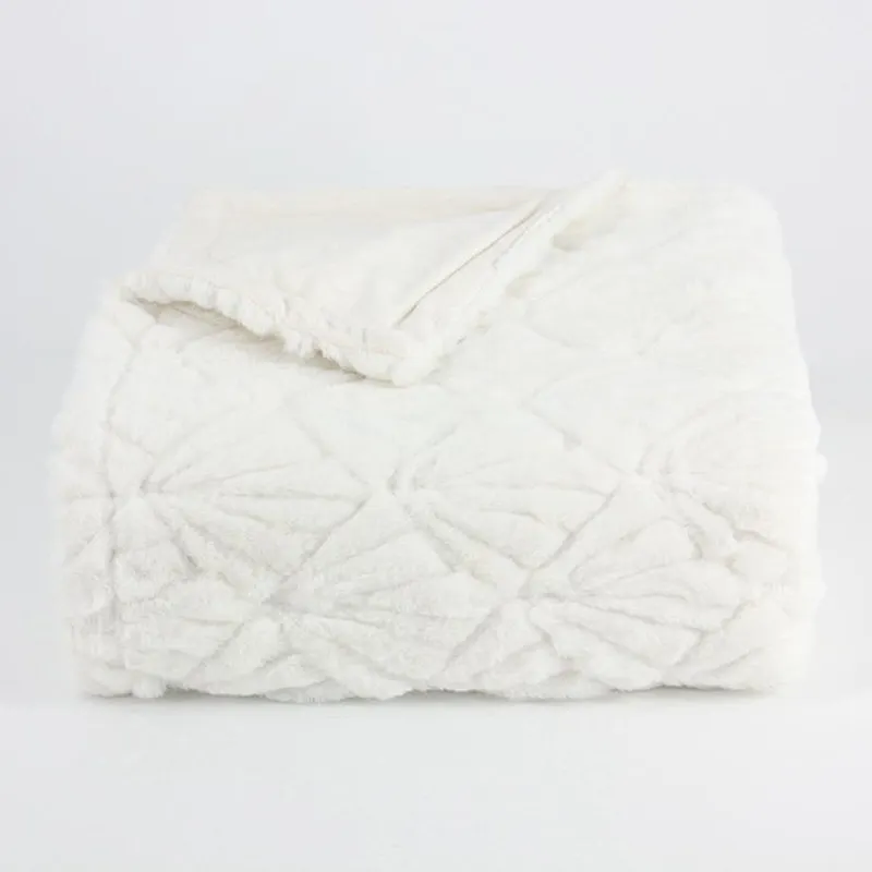 100% Polyester Hot Selling Quilted Rabbit Fur Throw For Bed