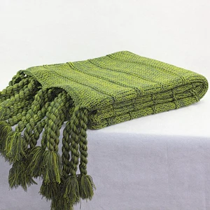 Chunky 100% Acrylic Sofa Decorative Blanket Knit Fringed Throw