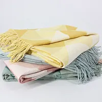 100% Acrylic Custom Geo Woven Jacquard Spring Summer Throw