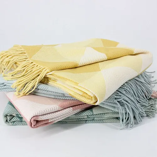 100% Acrylic Custom Geo Woven Jacquard Spring Summer Throw