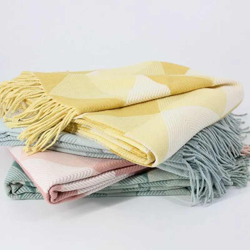 100% Acrylic Custom Geo Woven Jacquard Spring Summer Throw
