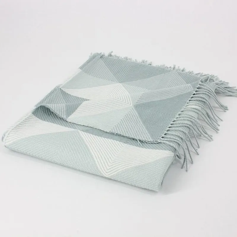 100% Acrylic Custom Geo Woven Jacquard Spring Summer Throw