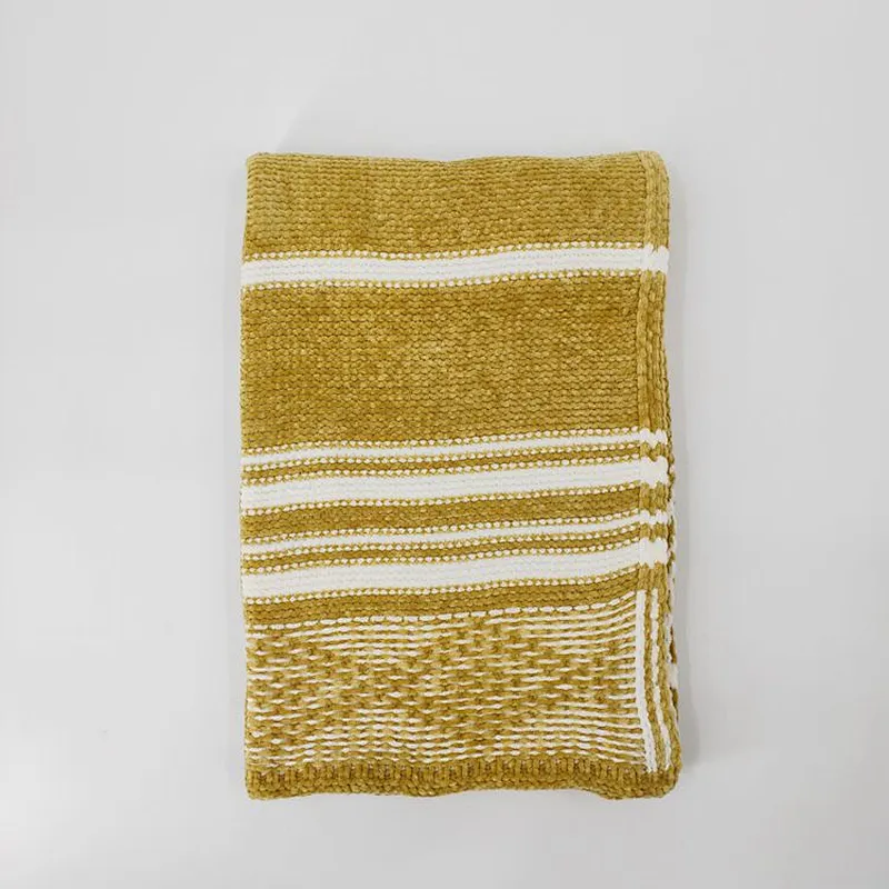 100% Polyester Sofa Decorative Knitted Chenille Throw