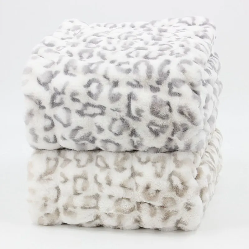 100% Polyester Leopard Printed Spandex Rabbit Faux Fur Blanket