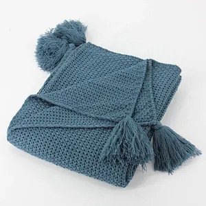 100% Acrylic Blanket Knit Throw Sofa Suitable for Adults Blanket With Fringes