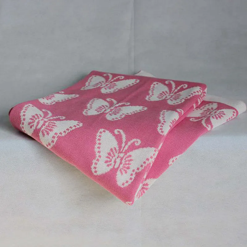 100% Cotton Super Soft Hot Selling Bear Pattern Knitted Baby Blanket