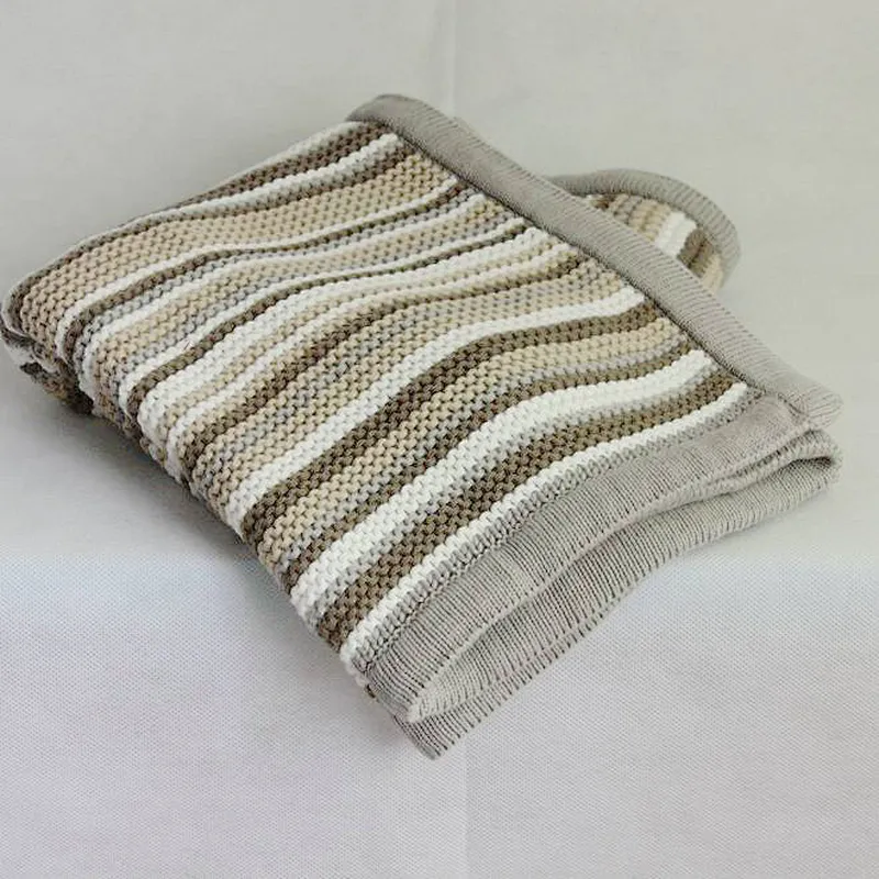 100%Cotton BSCI Wholesale Soft Baby Stripe Pattern Cotton Blanket