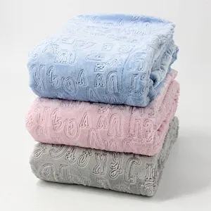 100% Polyester BSCI Wholesale Soft  Embossed Flannel fleece Baby Blanket