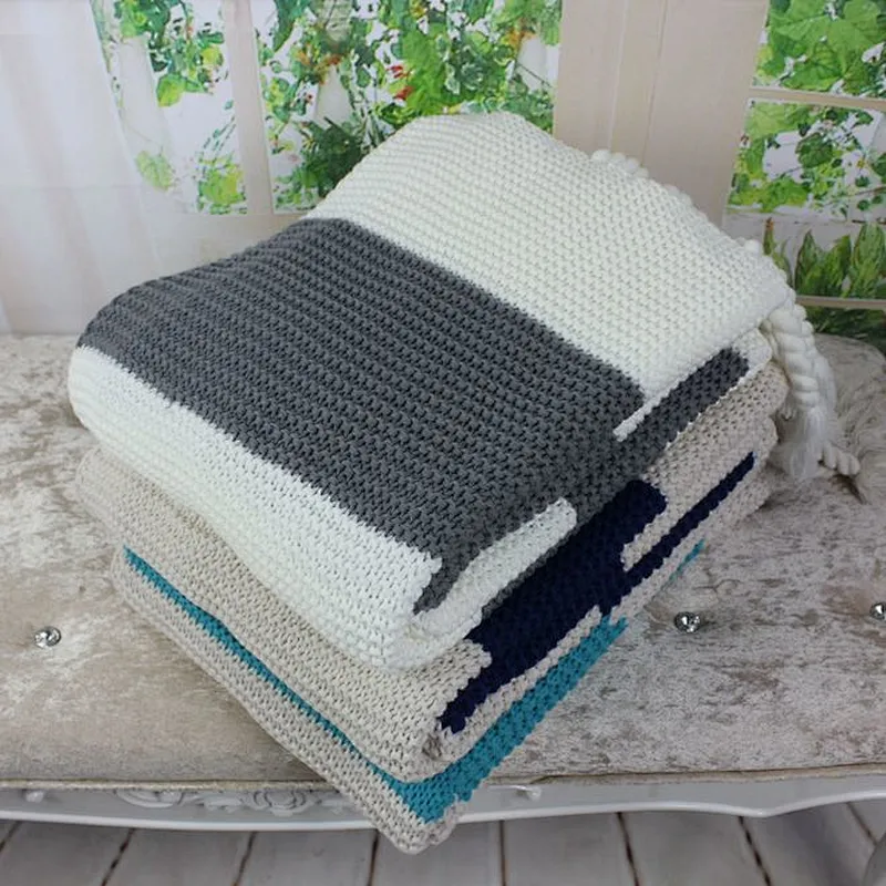 100% Acrylic Super Chunky Weighted  Hand Fringed Knitted Throw