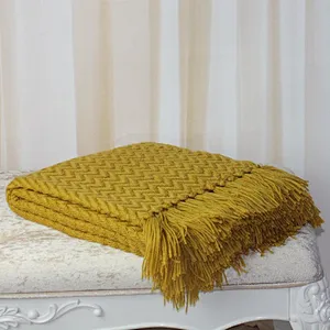 100% Acrylic Knit Soft Plain Color Blanket for Promotion