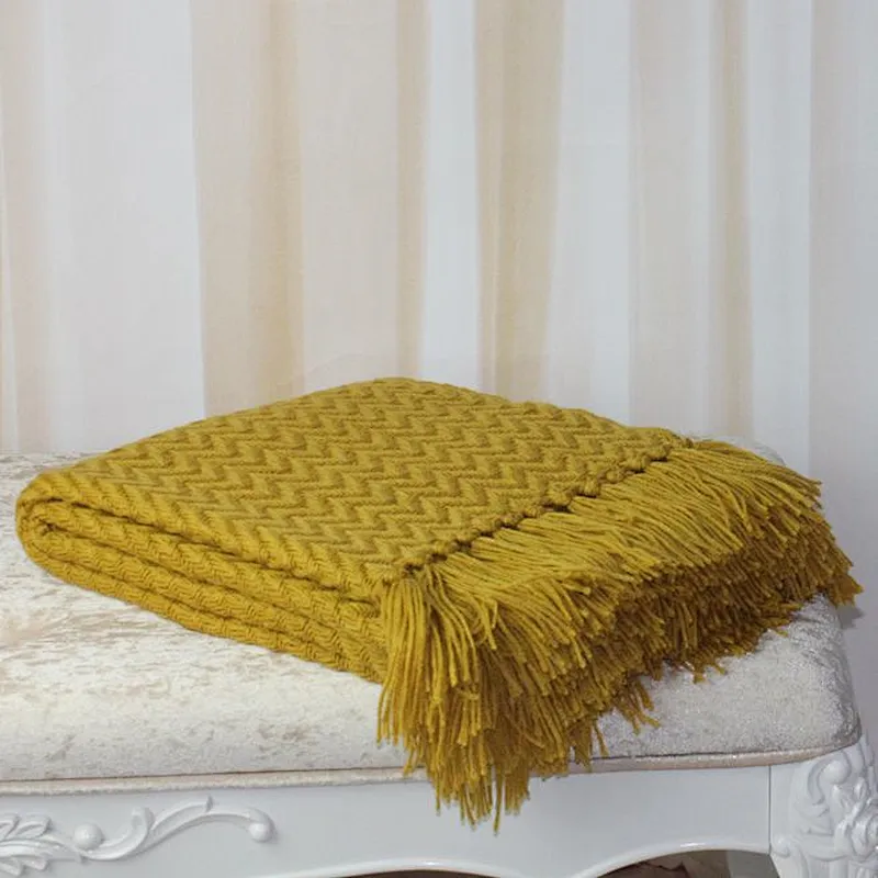 100% Acrylic Knit Soft Plain Color Blanket for Promotion