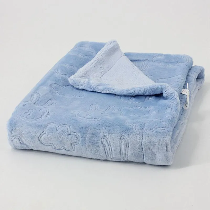 100%Polyester Double Layer Embossed Animal  Flannel Baby Blanket