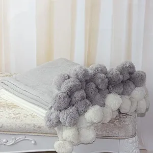 100% Acrylic Pompom Spain Home Soft Spring Blanket