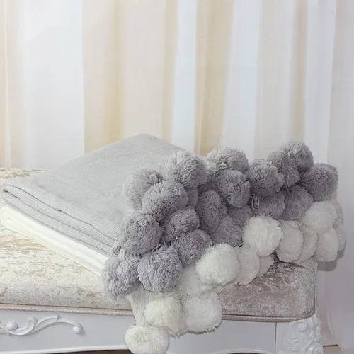 100% Acrylic Pompom Spain Home Soft Spring Blanket