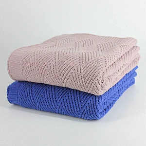 100% Acrylic Factory Cheap Geometry Knitted Throw