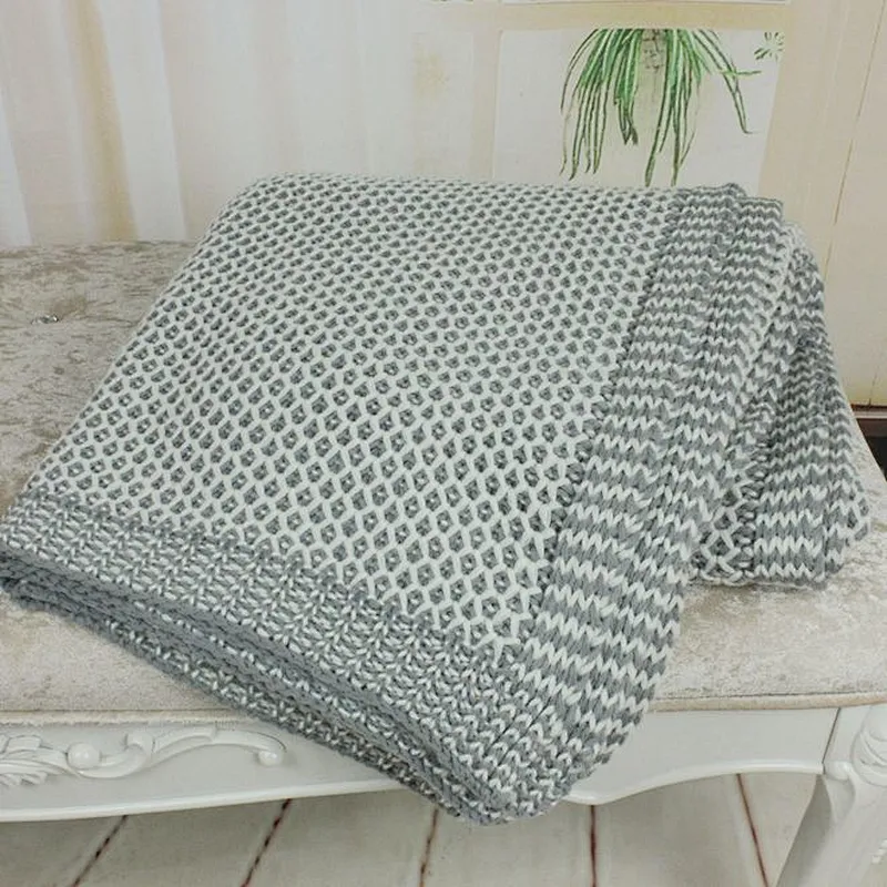 3D 100% Acrylic Sofa Decorative Soft Jacquard Knitted Throw