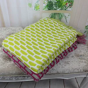 100%Acrylic Sofa Super Soft Fringe Jacquard Knitting Blanket