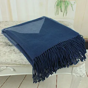 100% Acrylic Check Pattern Blue Color Sofa Throw Blanket
