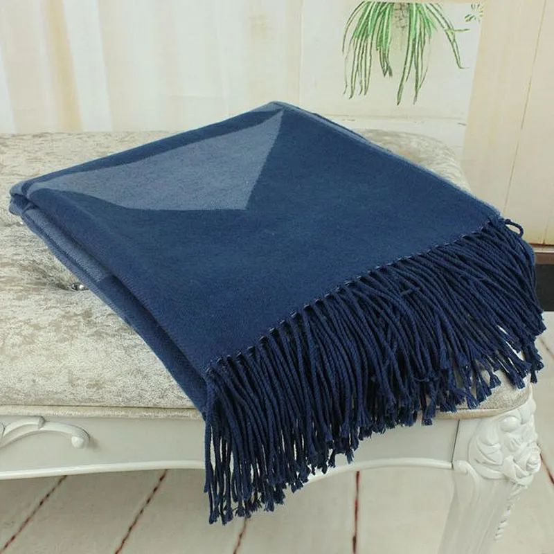 100% Acrylic Check Pattern Blue Color Sofa Throw Blanket