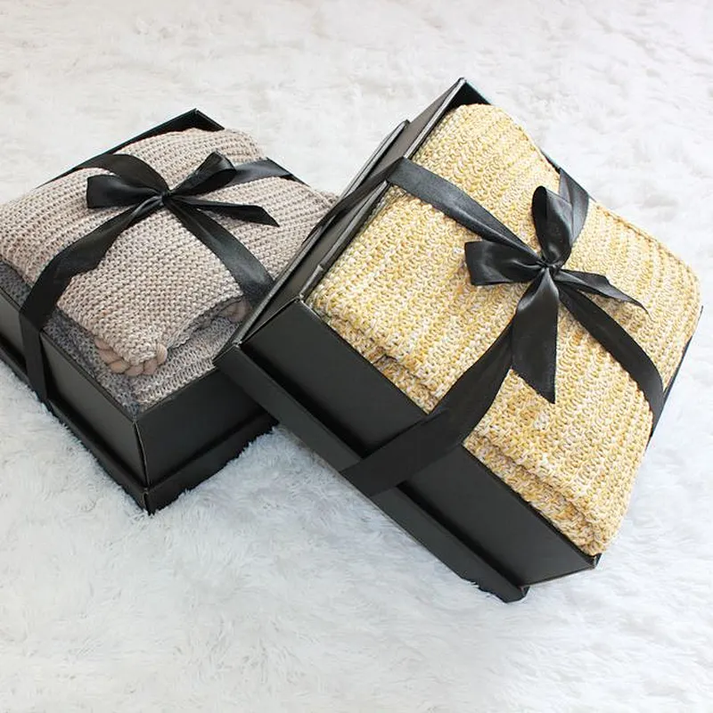 100% Acrylic  Soft Home Decoration Sofa Chunky Knit Fringed Blanket