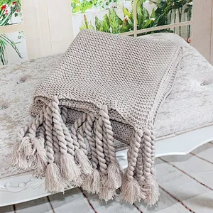 100% Acrylic Fancy Chunky Handmade Sofa Blanket Knitted Plaid