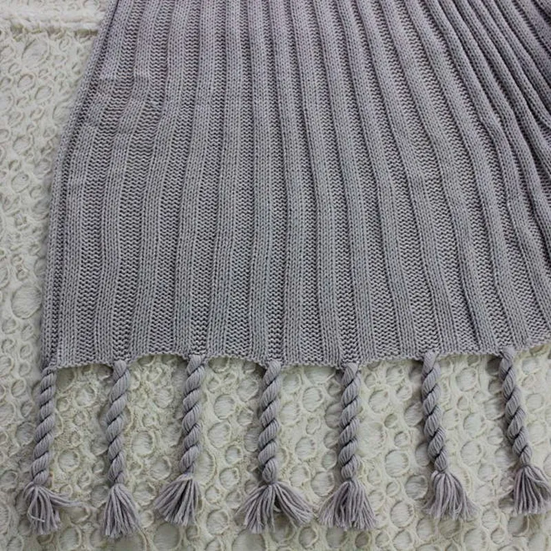 100% Acrylic Sofa Super Soft Fringe Knitted Chunky Plaid