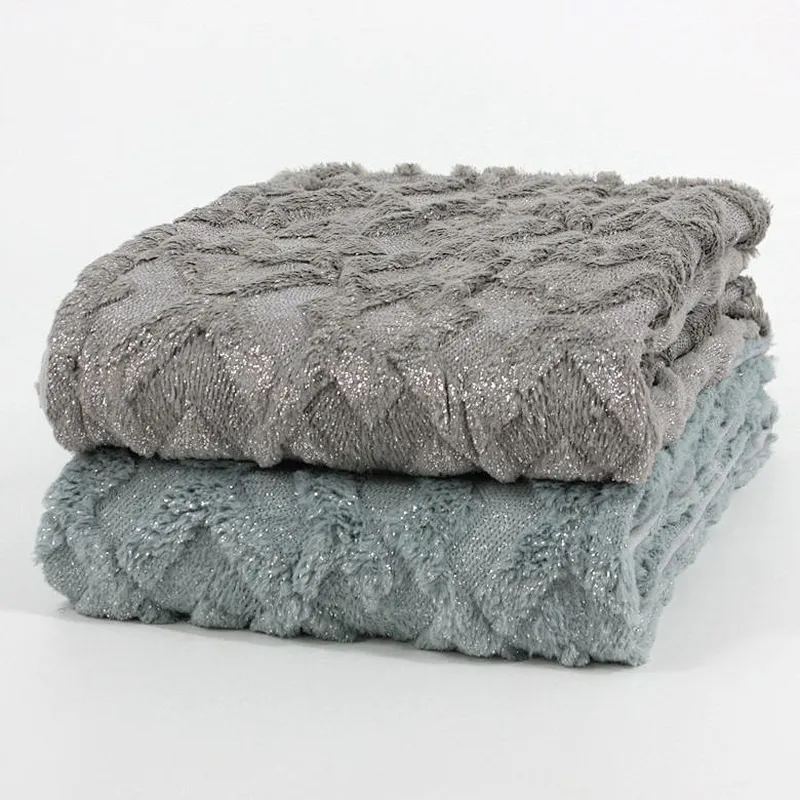 100% Polyester Silver Foil Printed Quilted PV Mink Fur Blanket