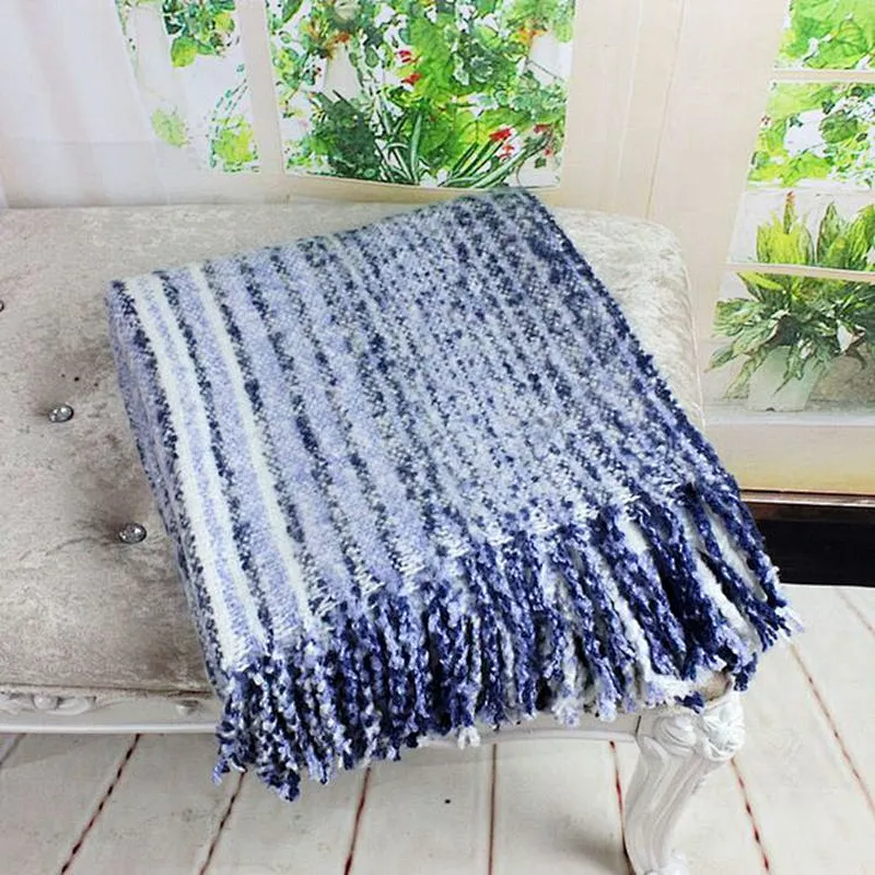 100% Acrylic Stripe-graded Hot Selling Europe Mohair Blanket