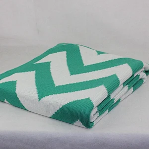 100% Acrylic Chevron Hot Selling Bed Use Jacquard Knit  Throw