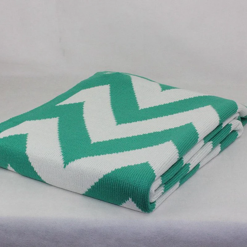 100% Acrylic Chevron Hot Selling Bed Use Jacquard Knit  Throw
