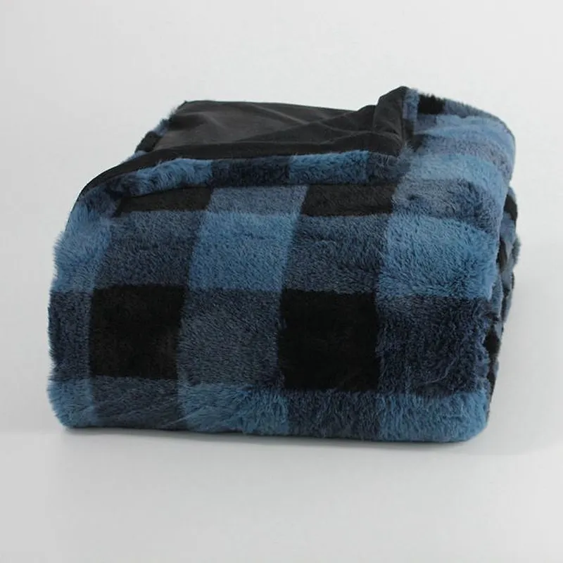 100% Polyester Buffalo Jacquard Rabbit Mink Fur Throw