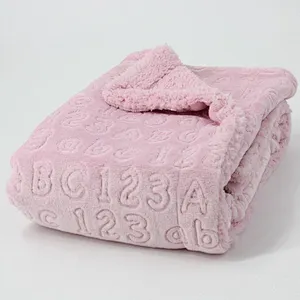 100% Polyester BSCI Wholesale Soft  Embossed Flannel fleece Baby Blanket