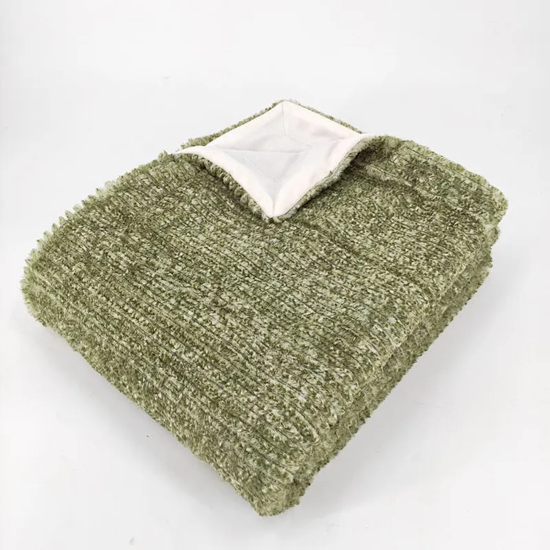 Luxury Home Decorative Sofa Bed Stripe Faux Fur Faux  Rabbit Blanket