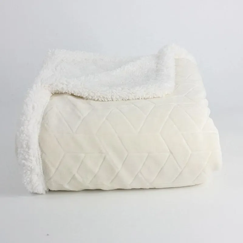 100% Polyester Plain Color Embossed Flannel With Sherpa Heavy Blanket
